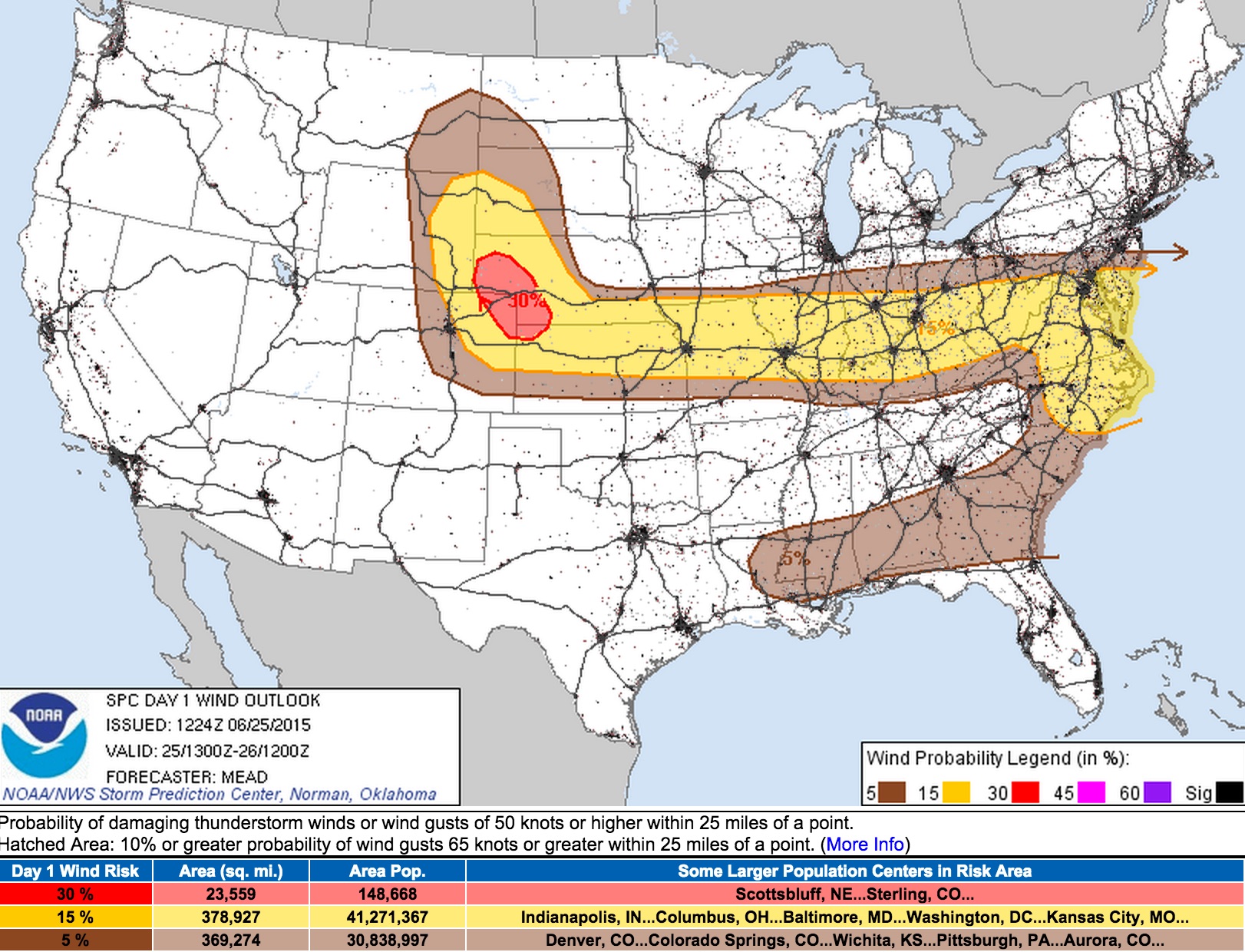 SPC damaging wind outlook