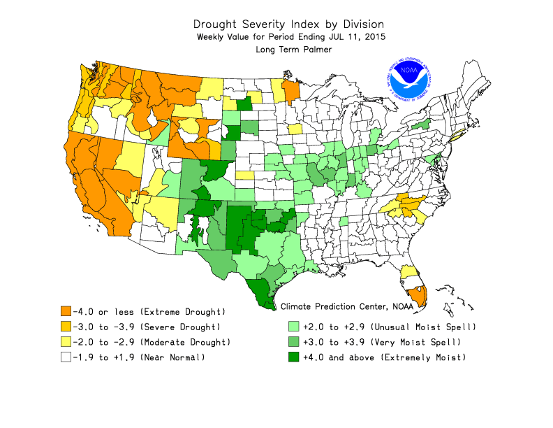 Palmer Drought Index | July 11, 2015