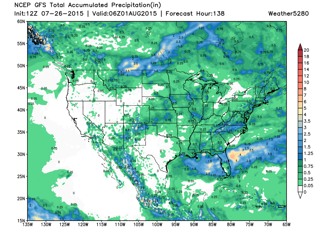 12z GFS precipitation forecast through Friday