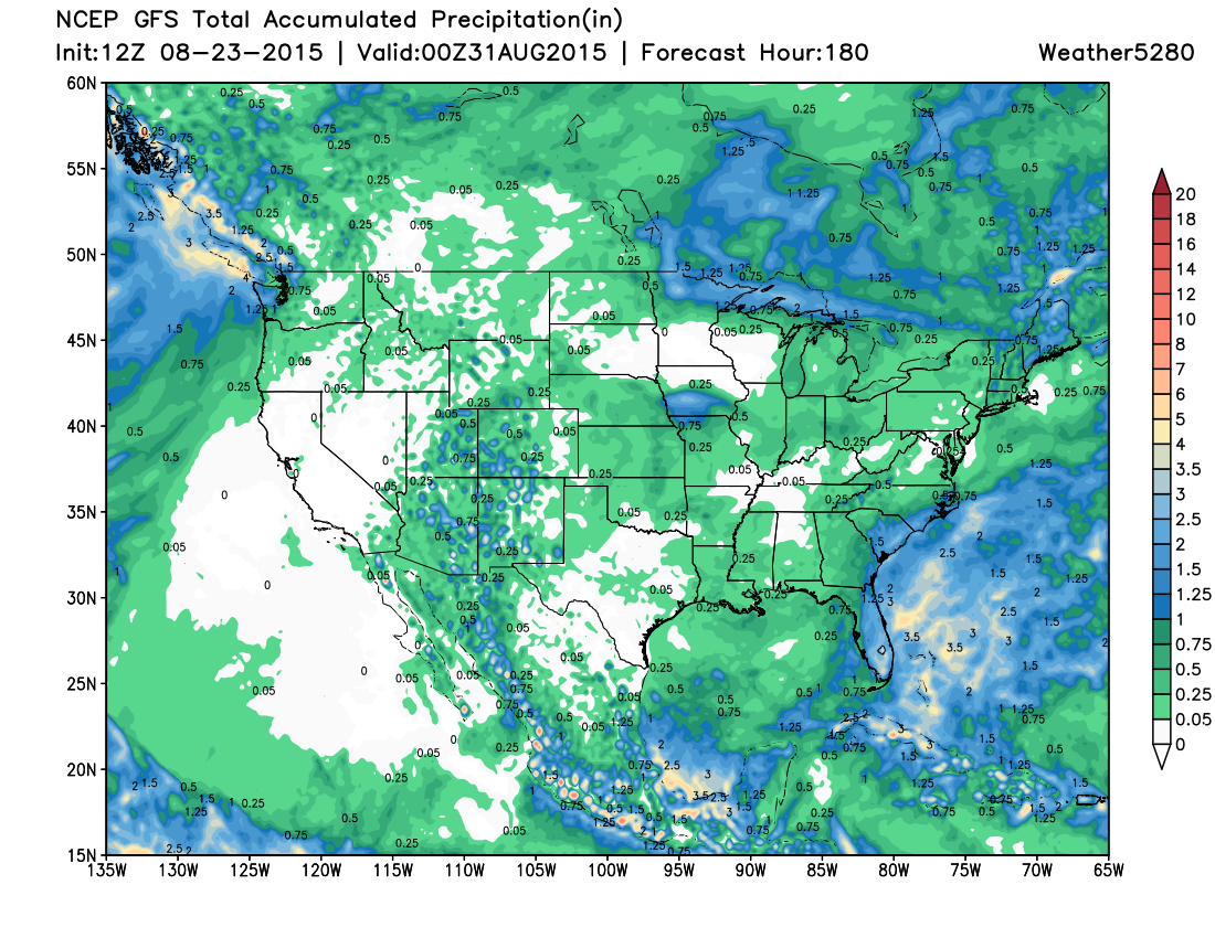 GFS precipitation forecast through next weekend | Weather5820 Models