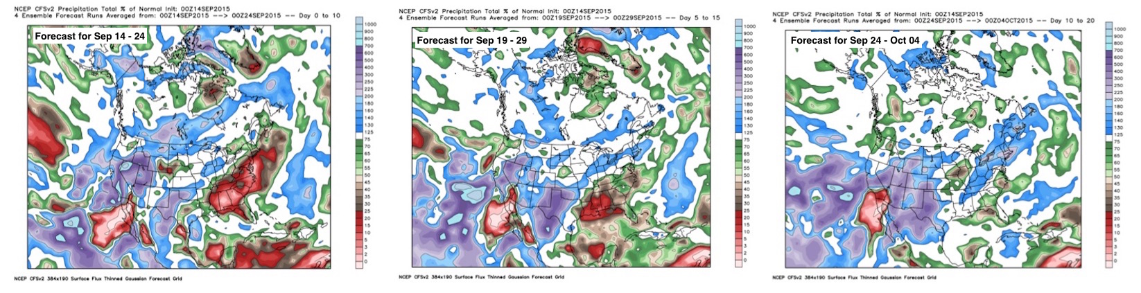 CFSv2 Precipitation forecast percent of normal | WeatherBell Analytics