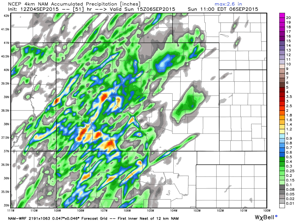 4km NAM precipitation forecast through Saturday night