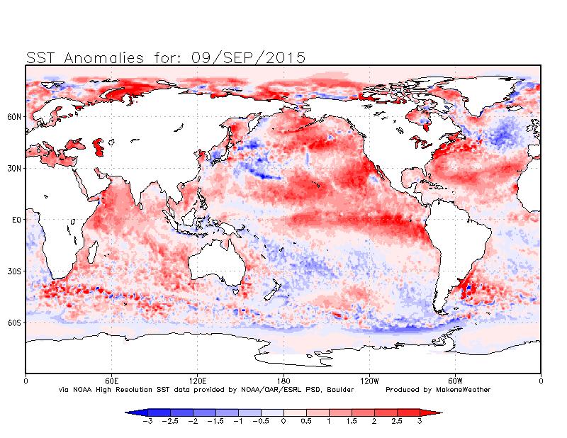 SST Temperatures 9 September 2015