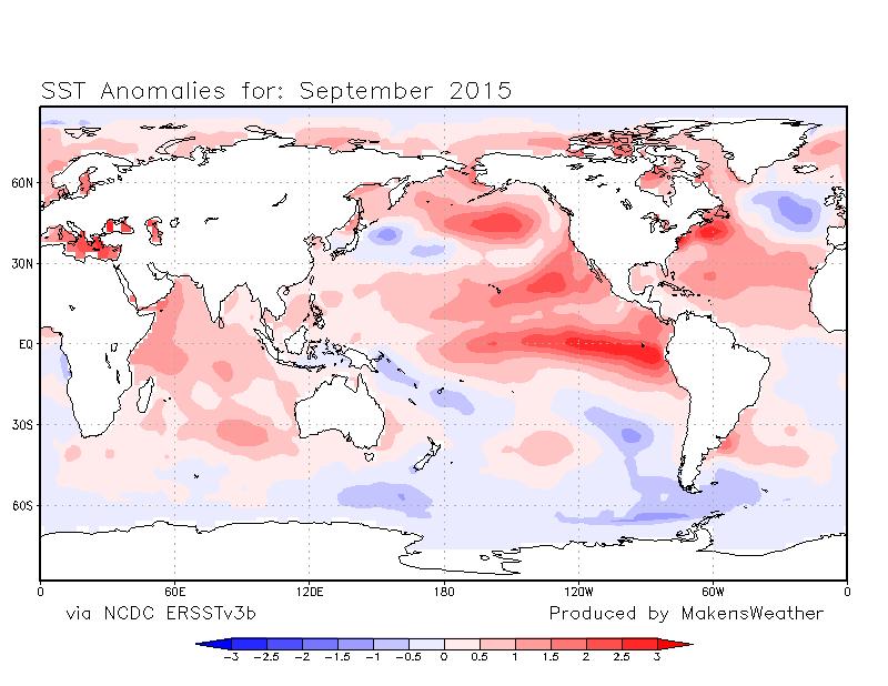 SST Temperatures in September 2015