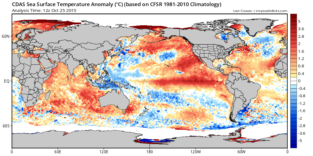 SST Anomalies 12Z October 25|Tropical Tidbits