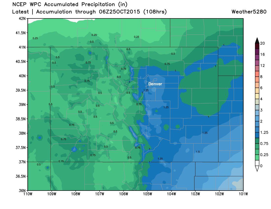 WPC precipitation forecast for Colorado through Saturday | Weather5820 Models