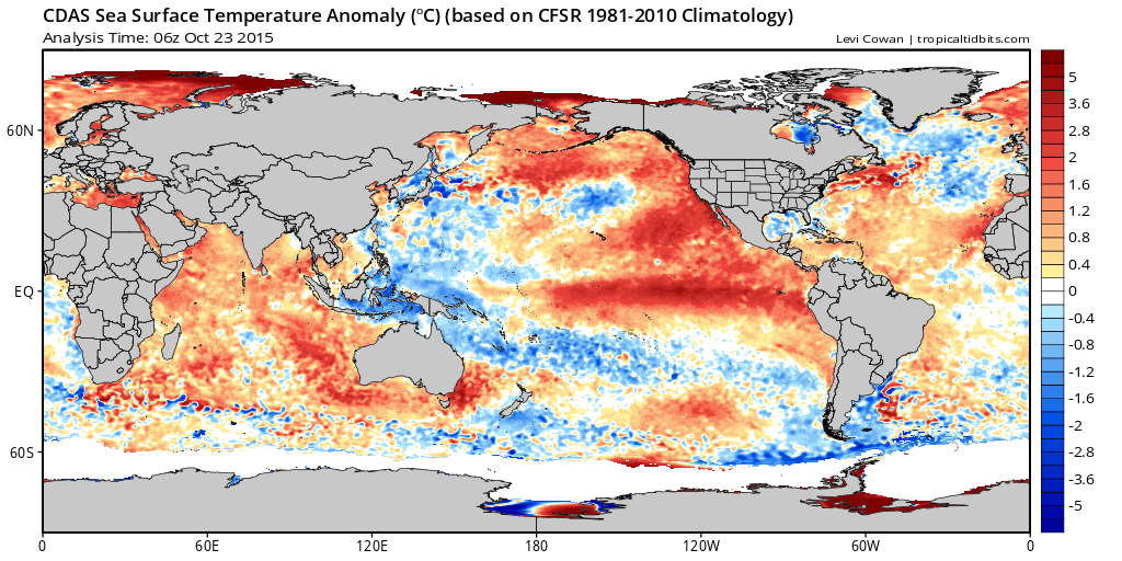 Very warm water in the eastern Pacific helping to fuel hurricane Patricia | Tropical Tidbits