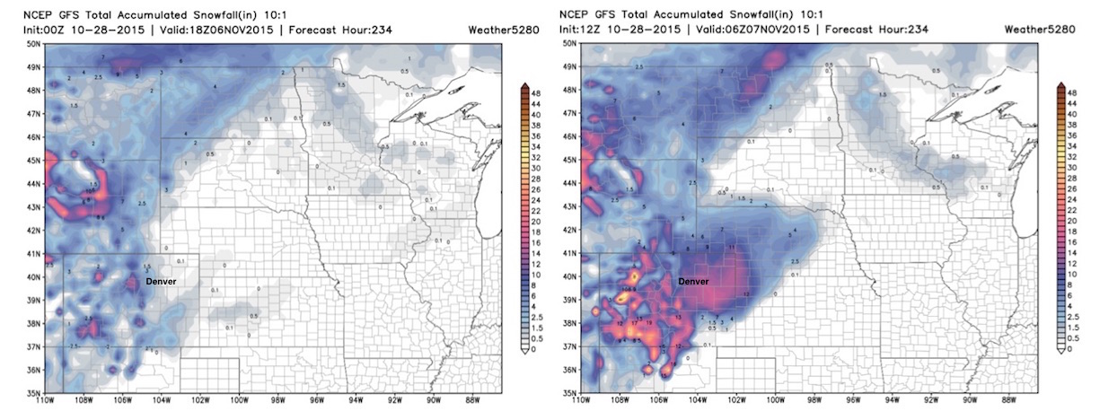 GFS snowfall comparison | Weather5280 Models
