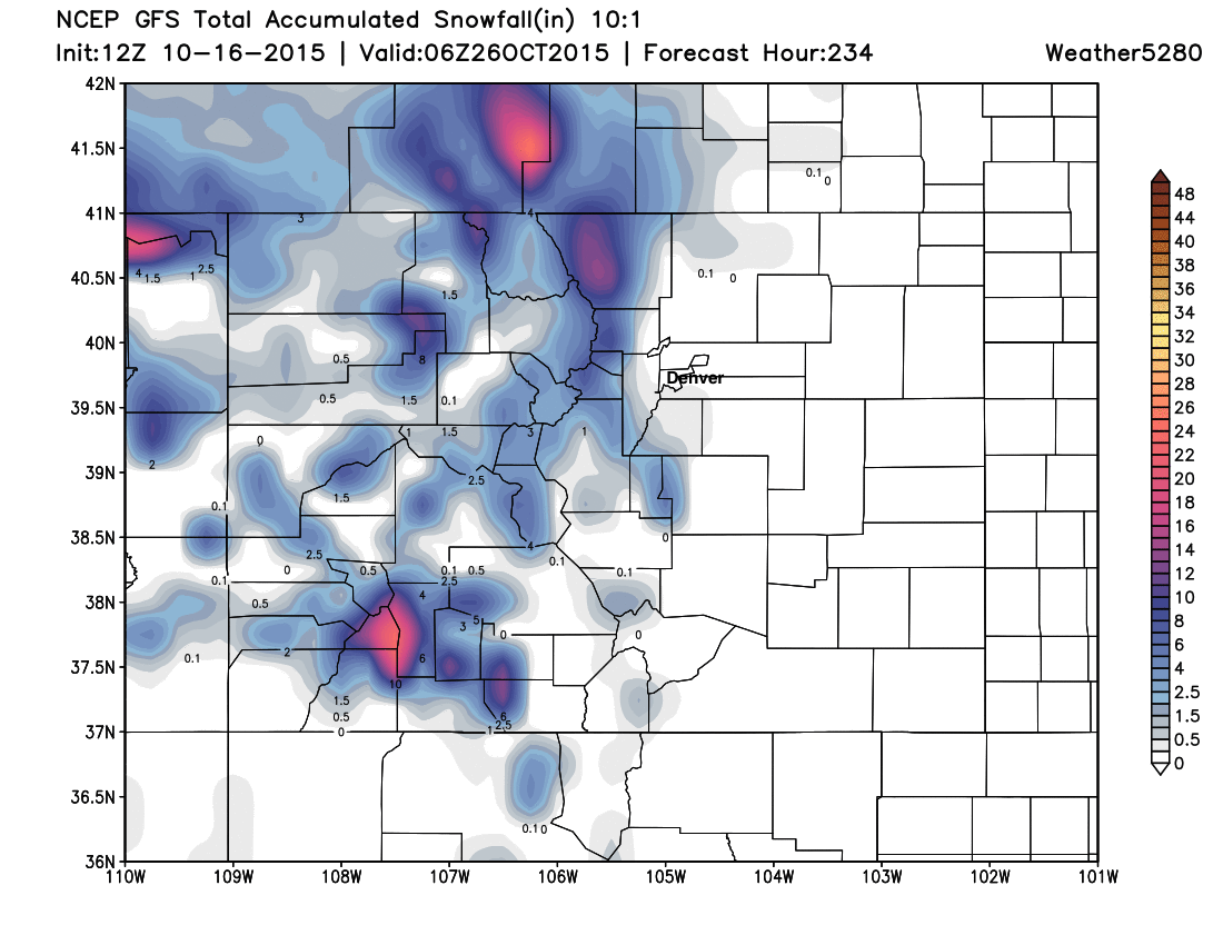 GFS Snowfall forecast | Weather5280 Models