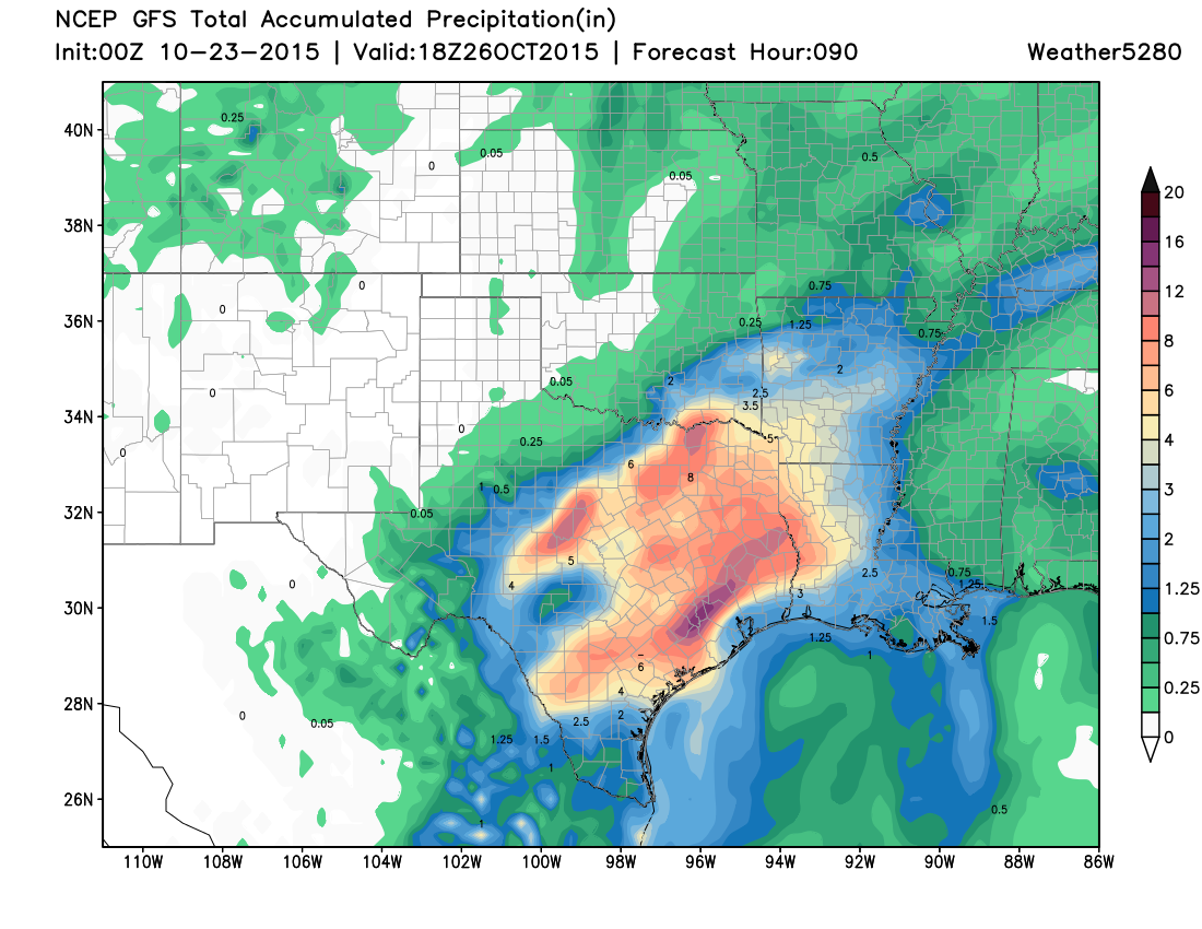 Rainfall forecast for Texas | Weather5280 Models