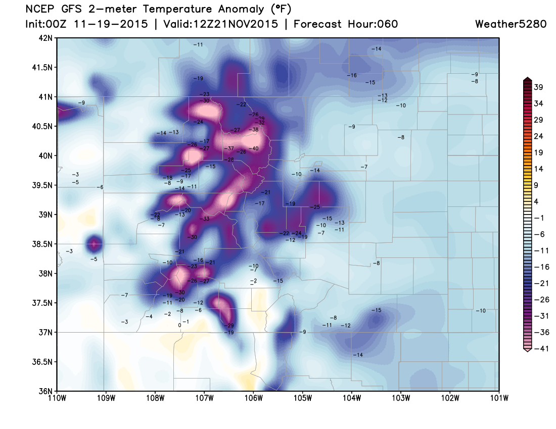 00Z GFS 2m Temperature Anomalies (°F) for 12Z Saturday | Weather5820 Models