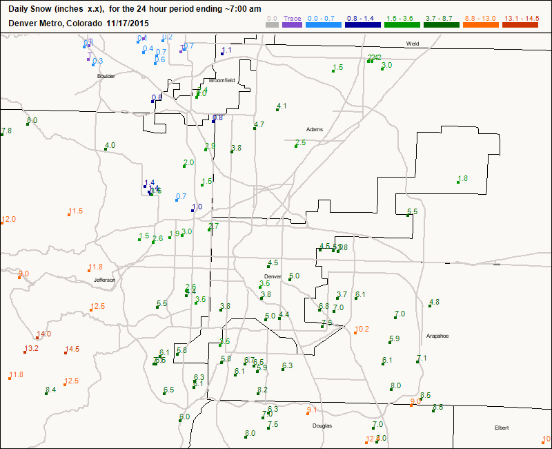 CoCoRaHS snow reports