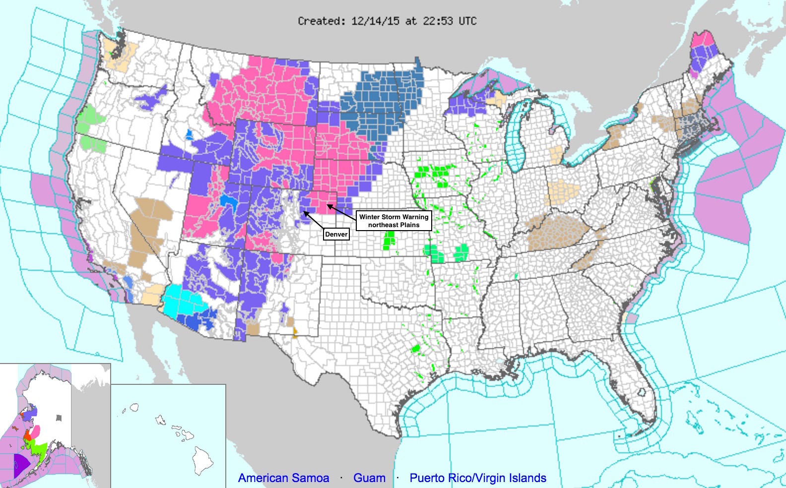 NWS alert map Monday afternoon