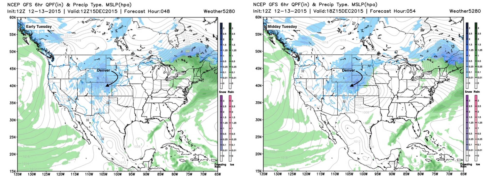 GFS precip + MSLP forecast | Weather5280 Models