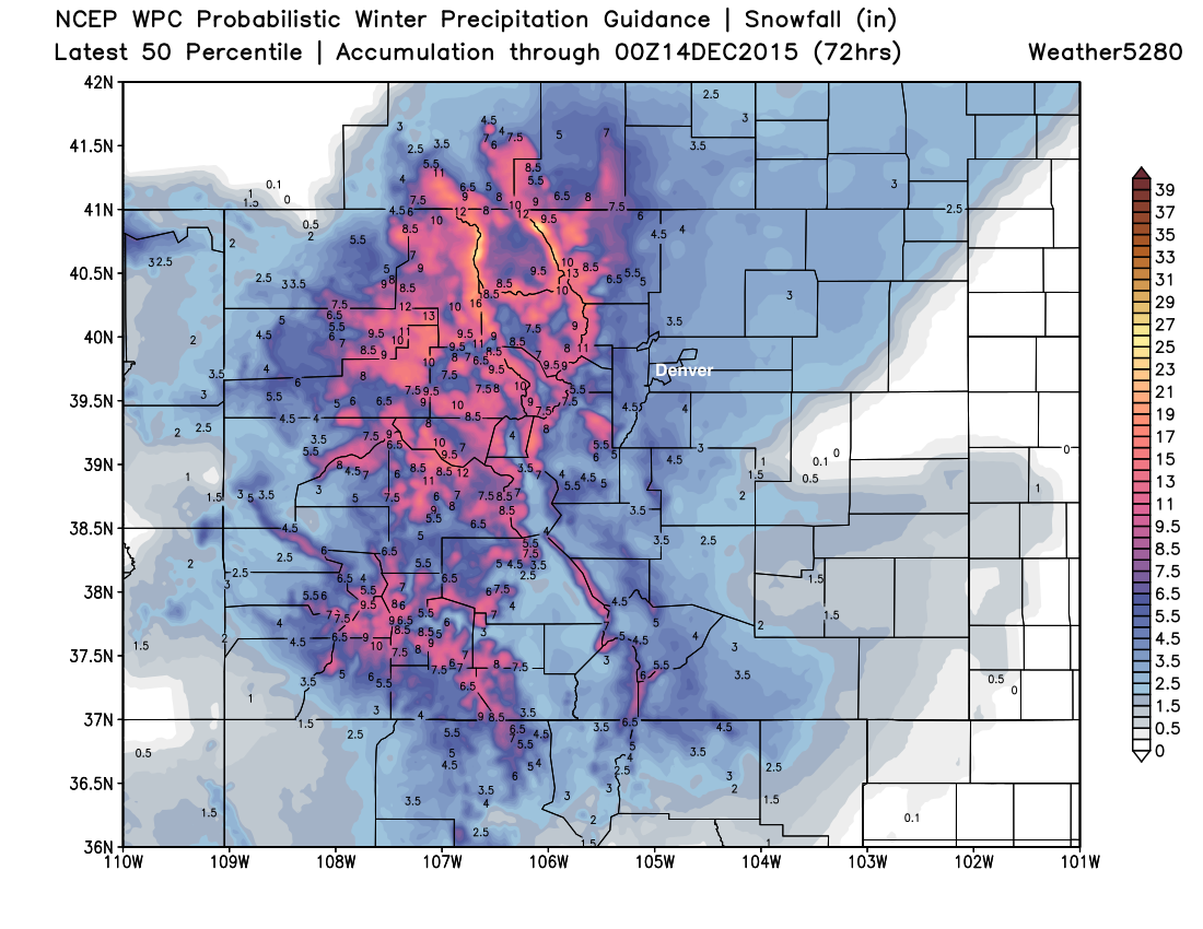 WPC 50th percentile forecast | Weather5280 Models