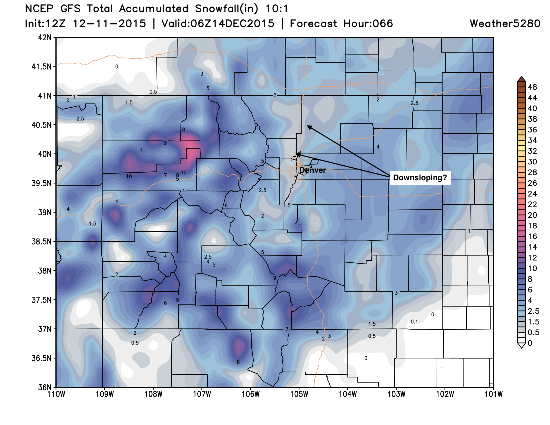 GFS snowfall forecast | Weather5280 Models