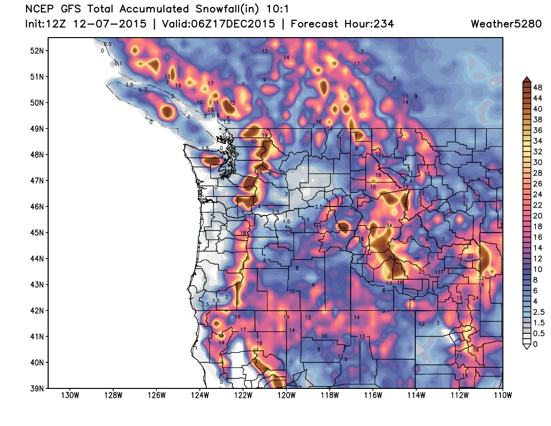 GFS snowfall forecast | Weather5820 Models