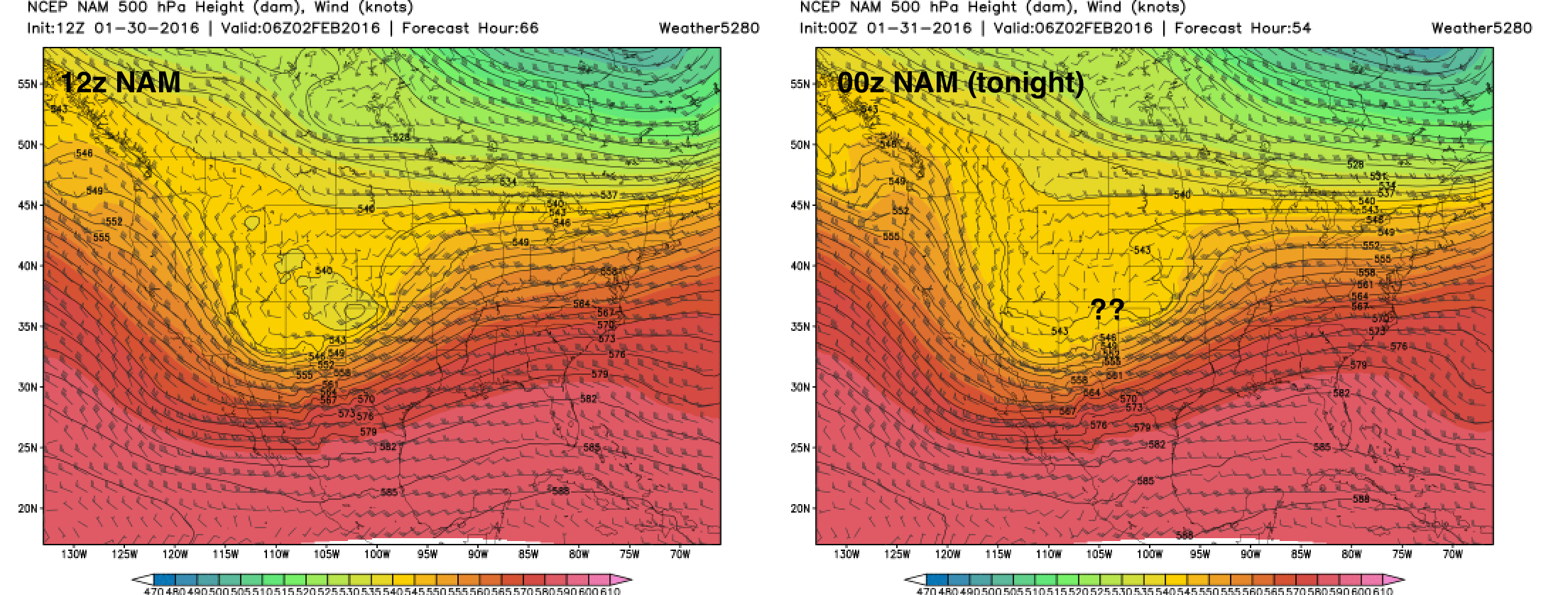 Forecast comparison from 12z (left) to 00z (right) for Monday night