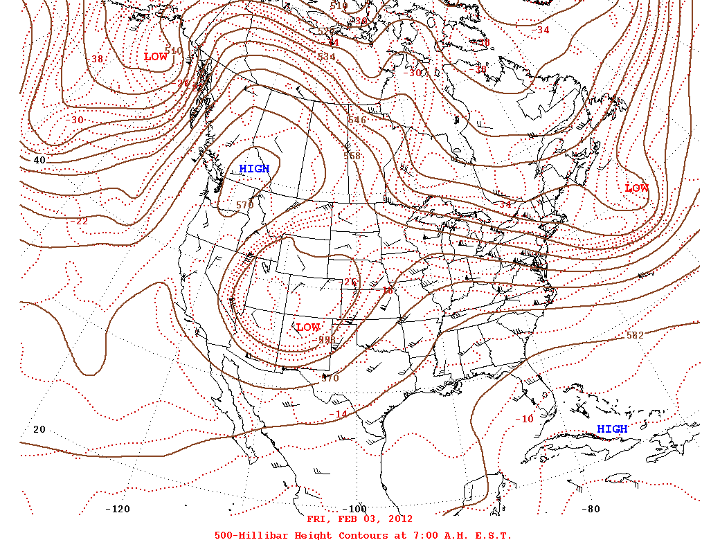 500mb height contours Friday, Feb 3, 2012 | WPC