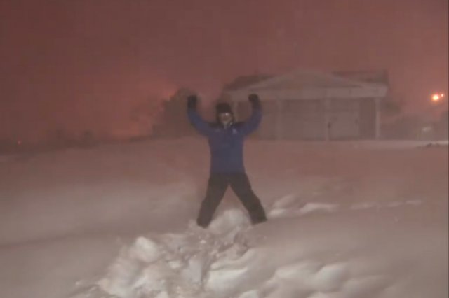 Jim Cantore experiencing thundersnow, which is not a result of CSI.  But it sure is exciting!