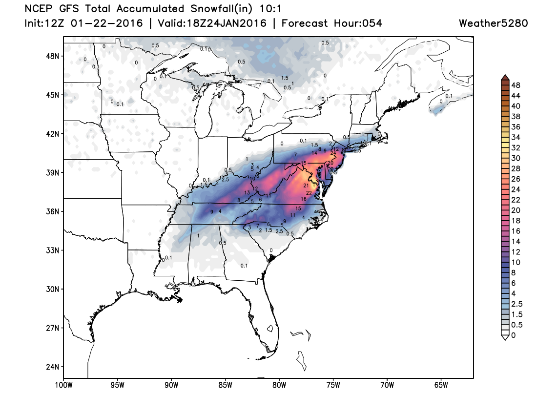 GFS northeast blizzard snowfall forecast | Weather5280 Models