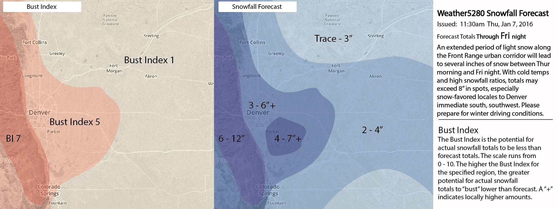 Updated Weather5280 Snowfall Forecast | includes any snow that has already fallen