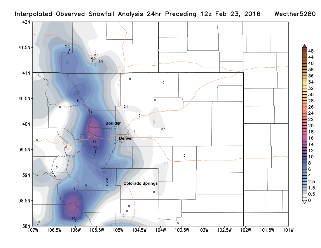 February 23, Colorado snowfall totals | Weather5280 Models