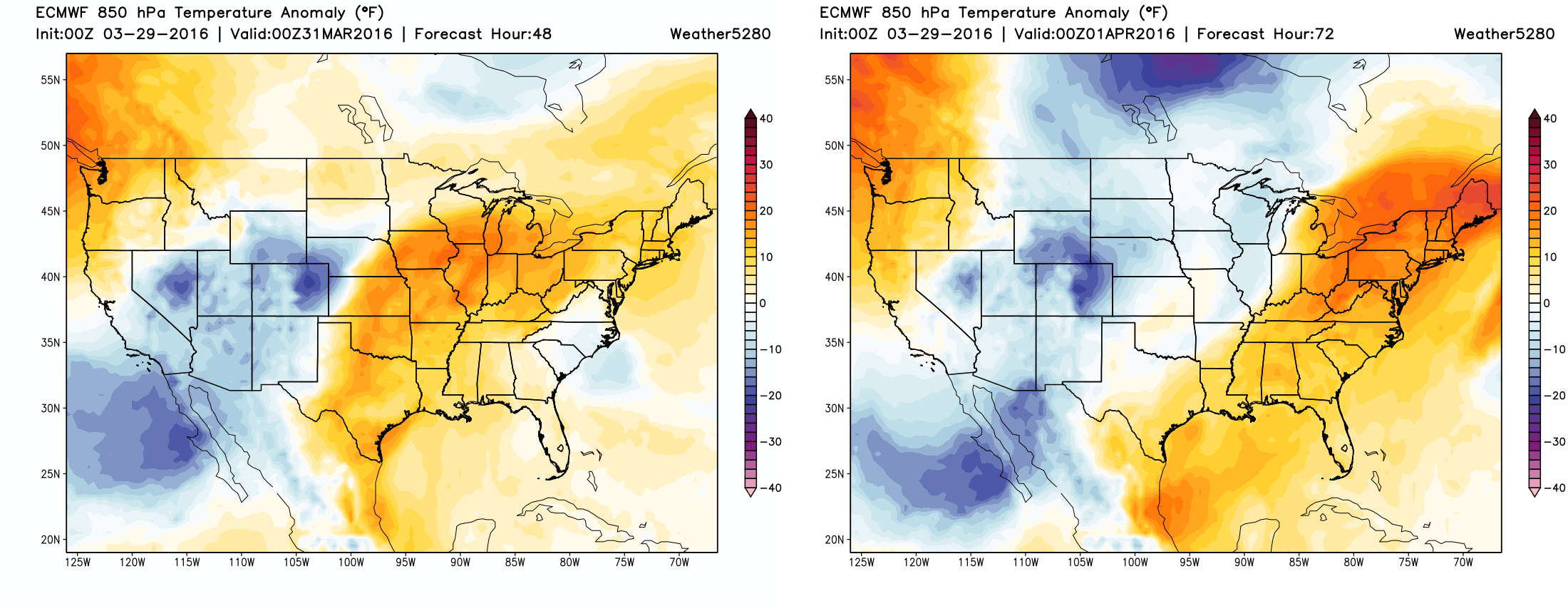 ECMWF 850 temperature anomalies | Weather5280 Models