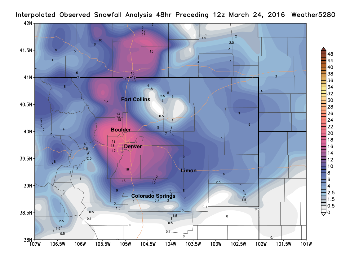 Northeast Colorado blizzard March 2016 | Weather5280 Models