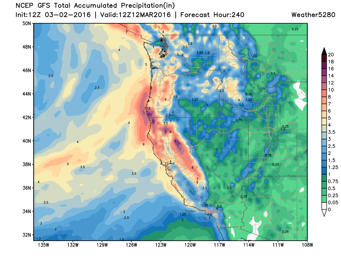 GFS precipitation forecast | Weather5280 Models