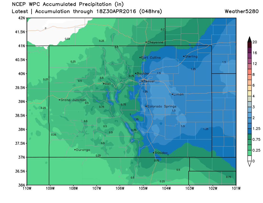 WPC precipitation forecast through 18z Saturday | Weather5280 Models