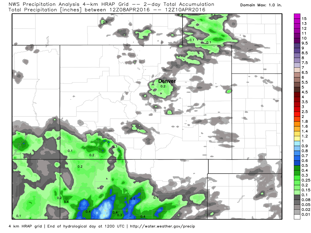 NWS precipitation analysis for the last two days across Colorado | WeatherBell Anaytics