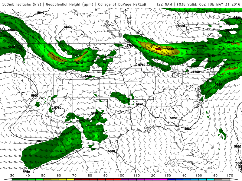 12Z NAM 500 mb Geopotential Height/Wind Speed for 00Z Tuesday|COD Weather