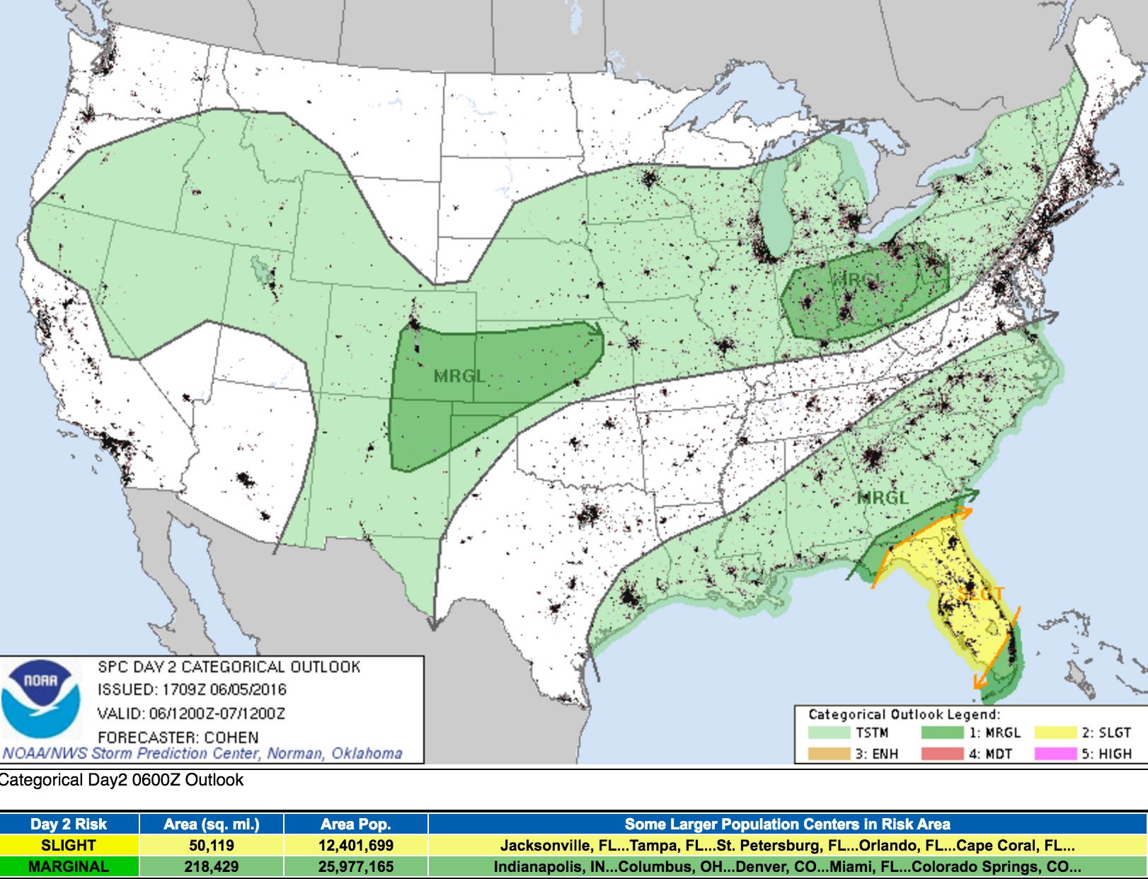 Monday severe weather outlook via the SPC