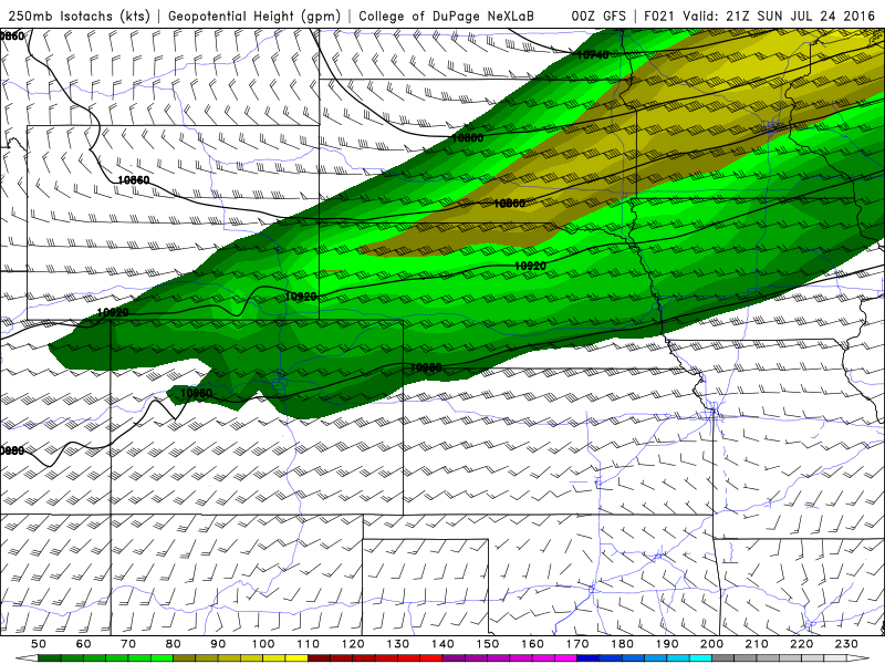 00Z GFS 250 mb Wind Speeds|COD Weather