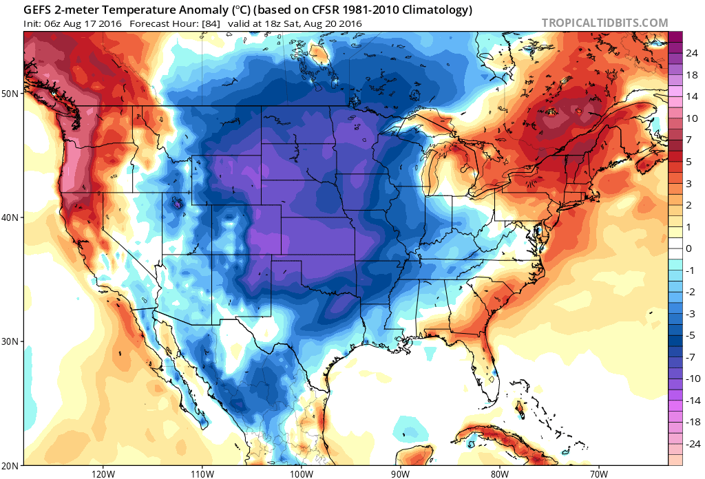 Temperatures will be well below normal for a good portion of the country on Saturday | TropicalTidbits