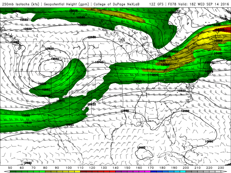 12Z GFS 250 mb wind for 18Z Wednesday|Source: COD Weather