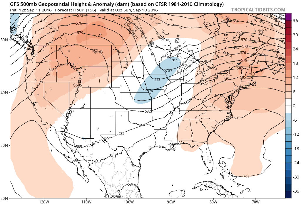 12Z GFS 500 mb heights for 00Z Sunday|Source: Tropical Tidbits