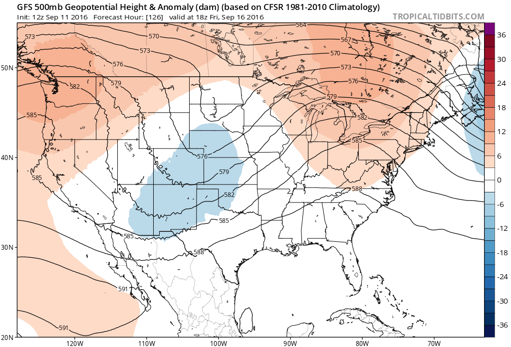 12Z GFS 500 mb heights for 18Z Friday|Source: Tropical Tidbits