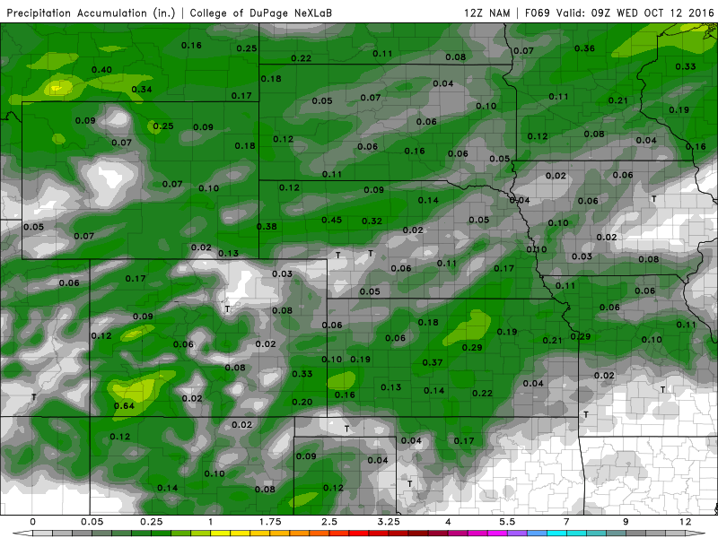 12Z NAM Forecasted Accumulated Precipitation through Tuesday night|Source:COD Weather