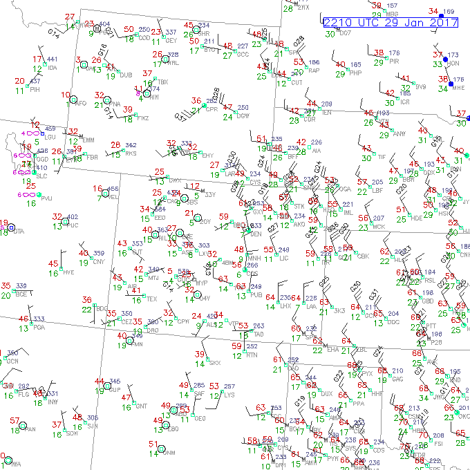Surface observations from 3:11 PM MST|Source: UCAR