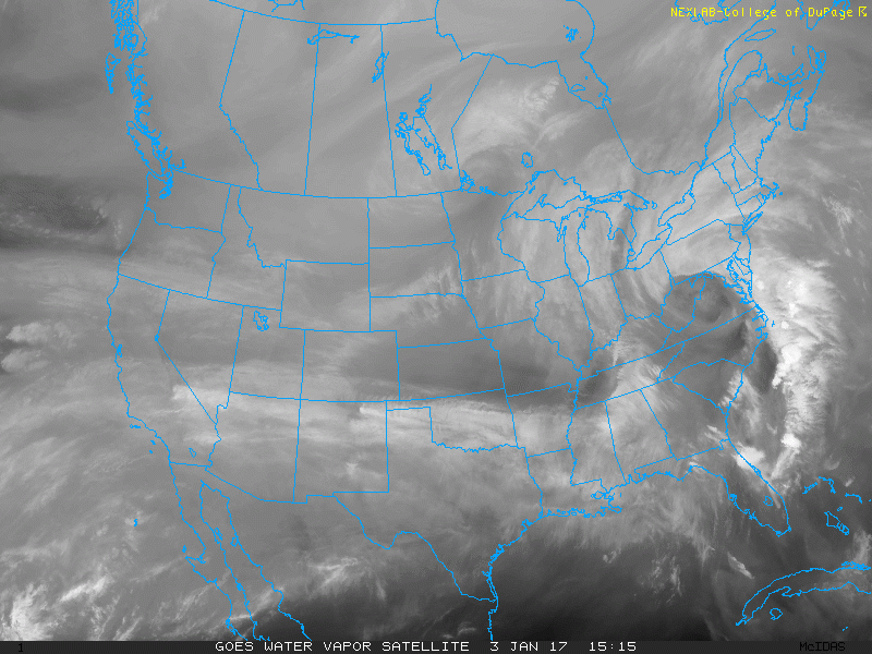 Latest water vapor imagery shows a steady stream of moisture moving into Colorado from the west