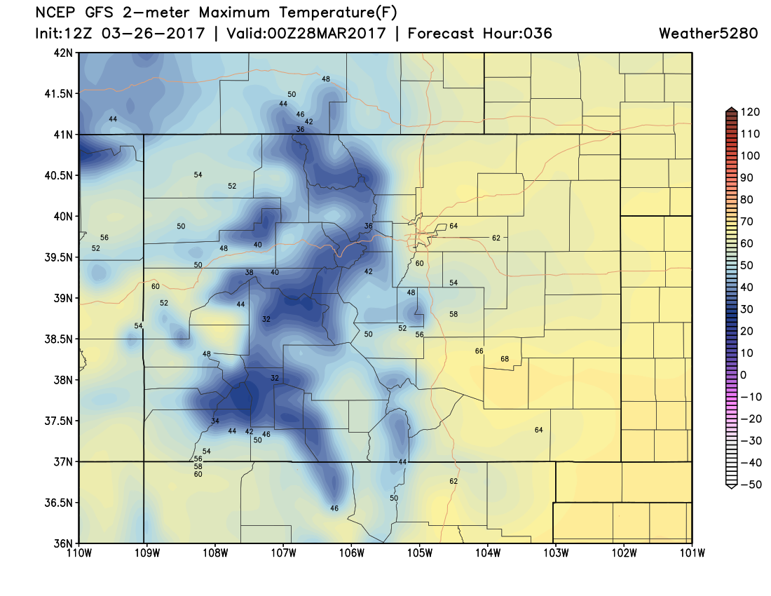 12Z GFS 2m temperatures|Source: Weather5280