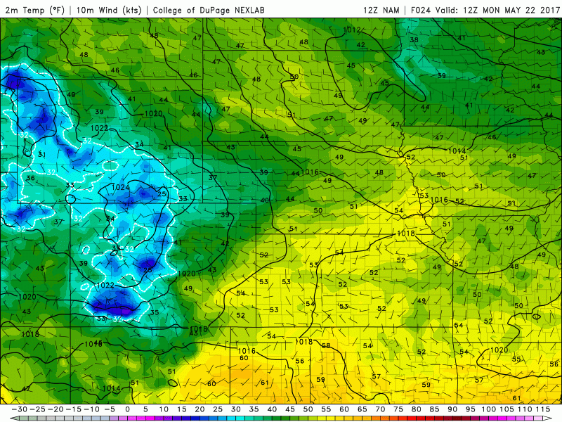 12Z NAM showing frontal passage for Denver around 6PM MDT|Source: COD Weather