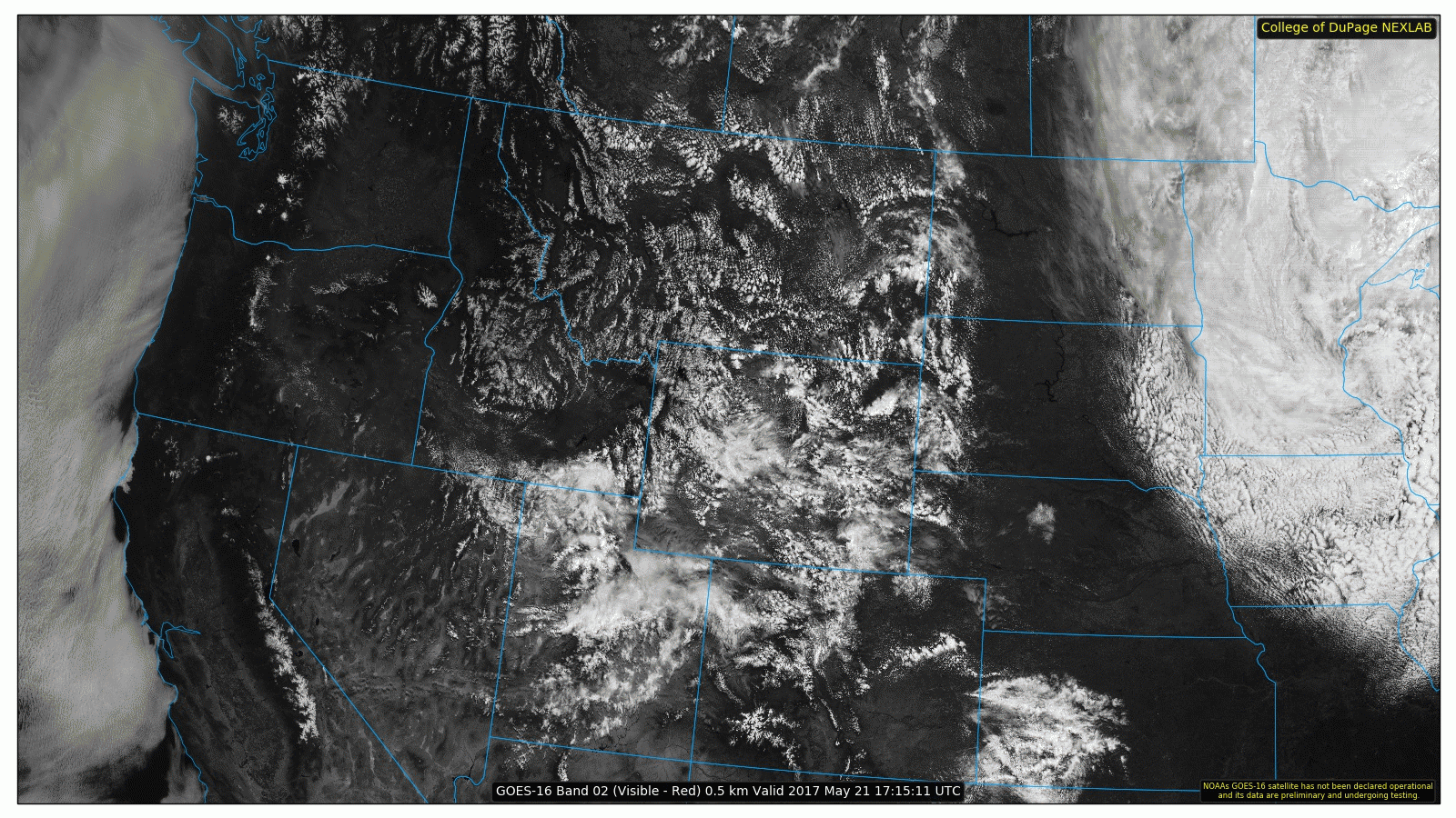 GOES-16 Visible Satellite|Source: COD Weather