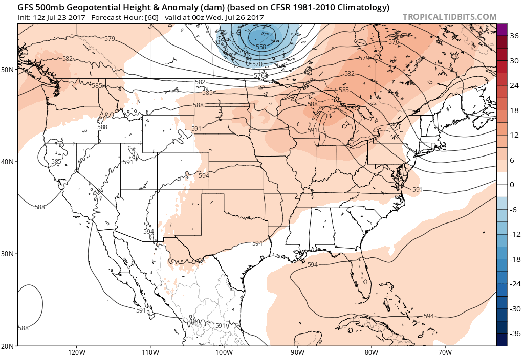 12Z GFS 500mb heights and anomalies|Source: Tropical Tidbits