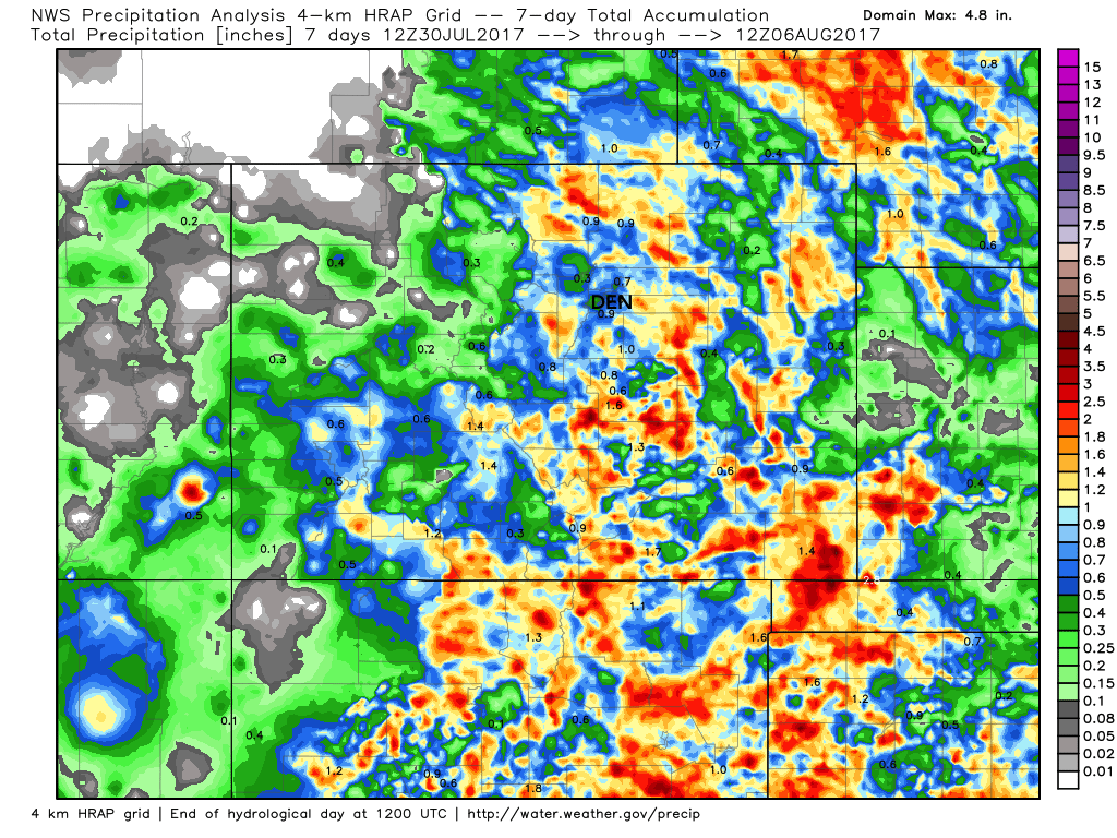 Seven day rainfall totals ending Sunday morning | WeatherBell Analytics