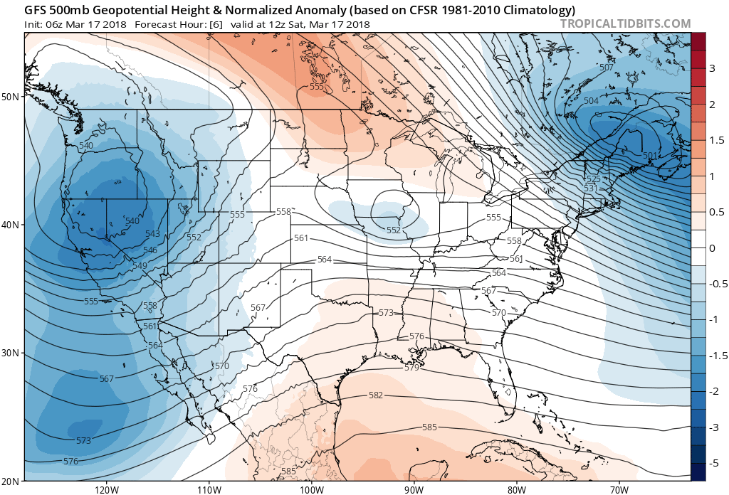 Next trough in the west (blues) set to impact eastern Colorado Sunday into Monday