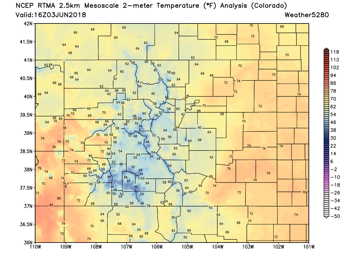 11am temperatures across Colorado