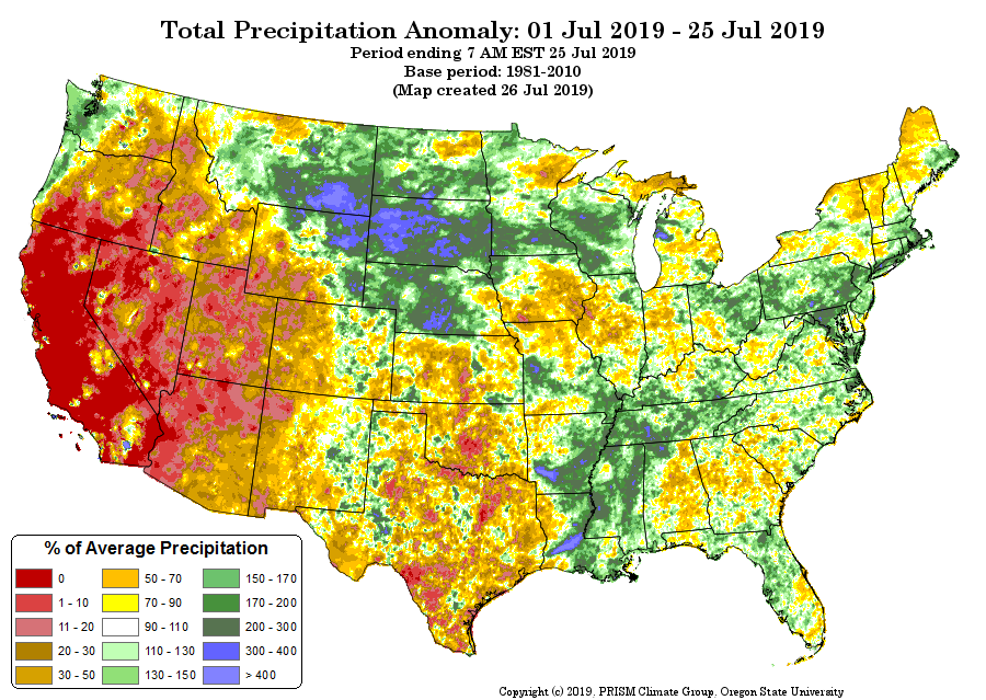 July rainfall to date - PRISM